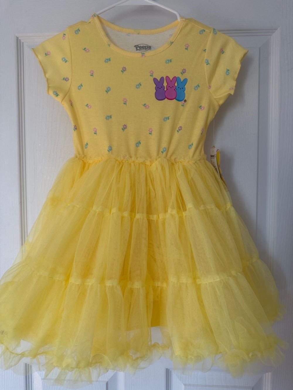 Yellow Tulle Tiered Girls' Dress with Character Patch Size 8!